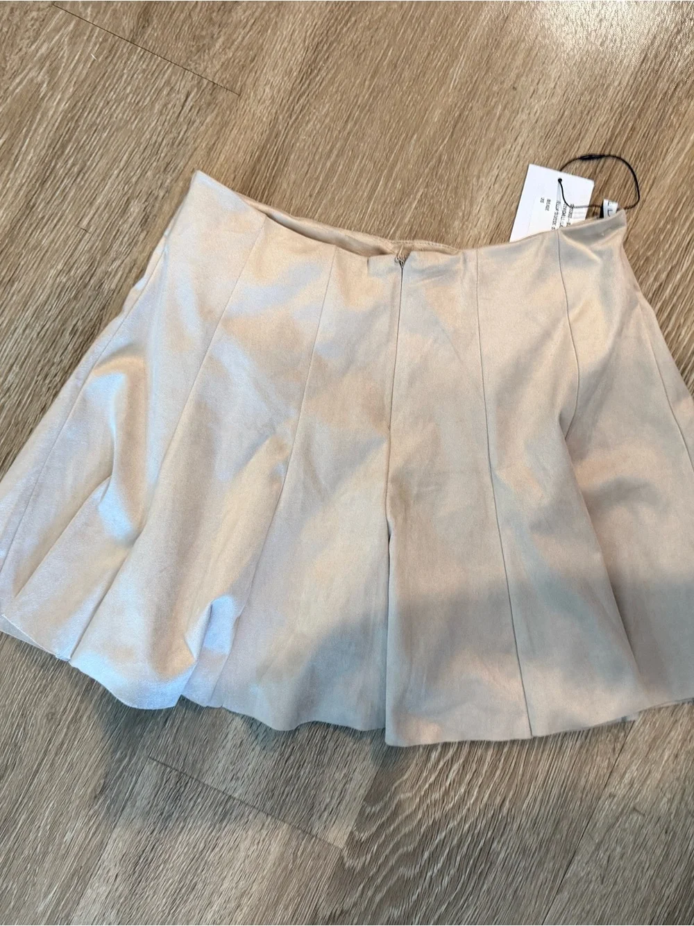 Women's Pleated Mini Skort in Light Beige